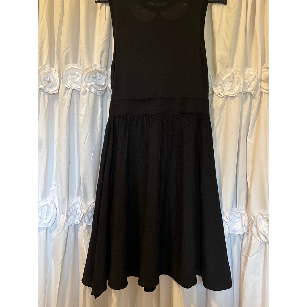 RED Valentino Black Knit Sleeveless Dress Lace Peter Pan Collar Bow Waist - Picture 5 of 11
